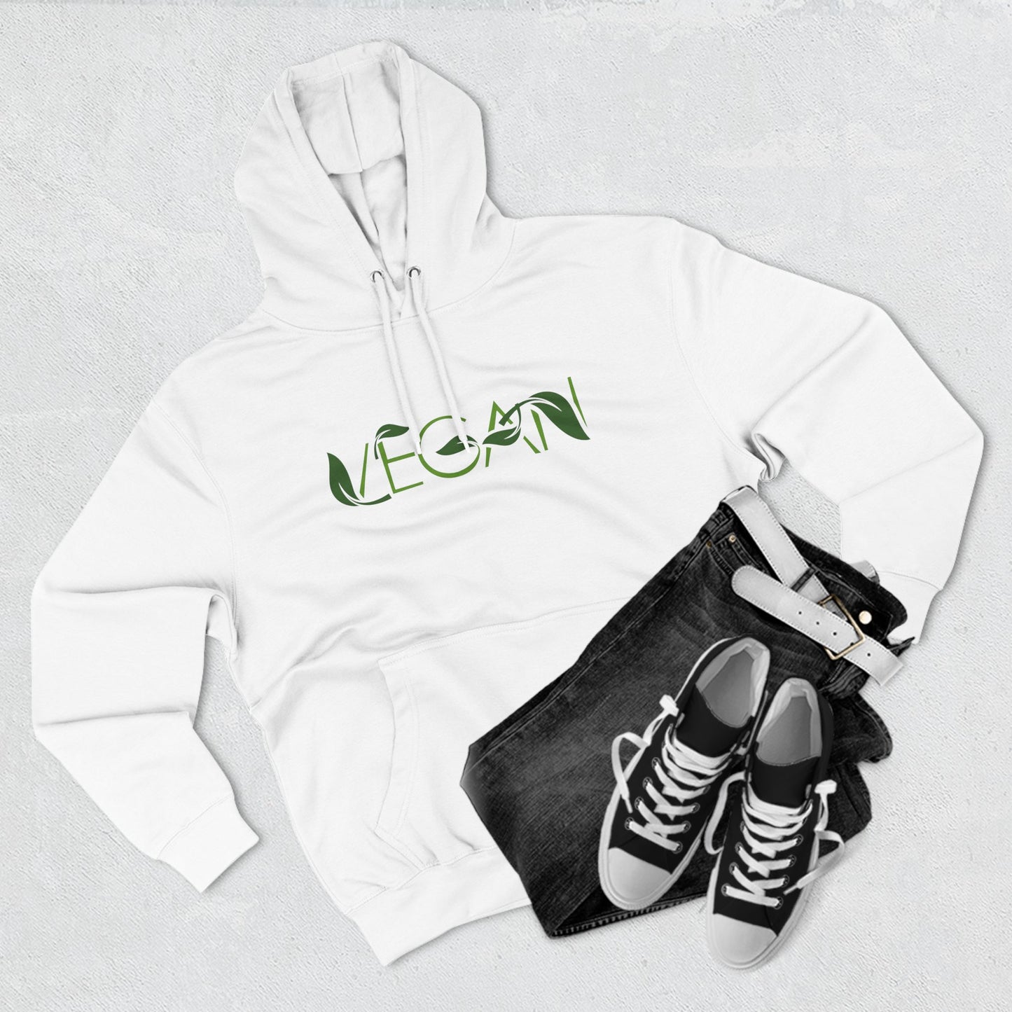 "VEGAN" Three-Panel Fleece Hoodie