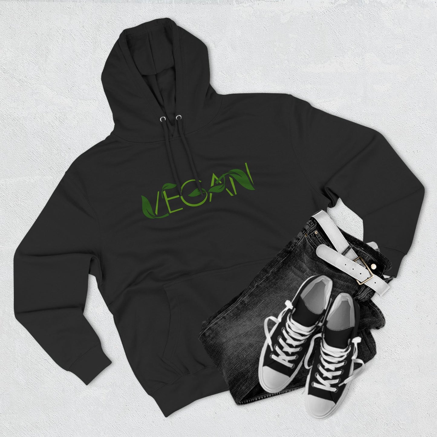 "VEGAN" Three-Panel Fleece Hoodie