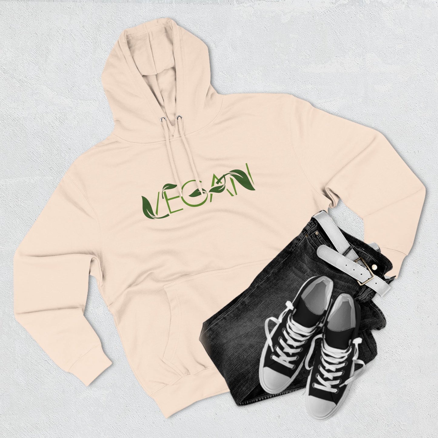 "VEGAN" Three-Panel Fleece Hoodie