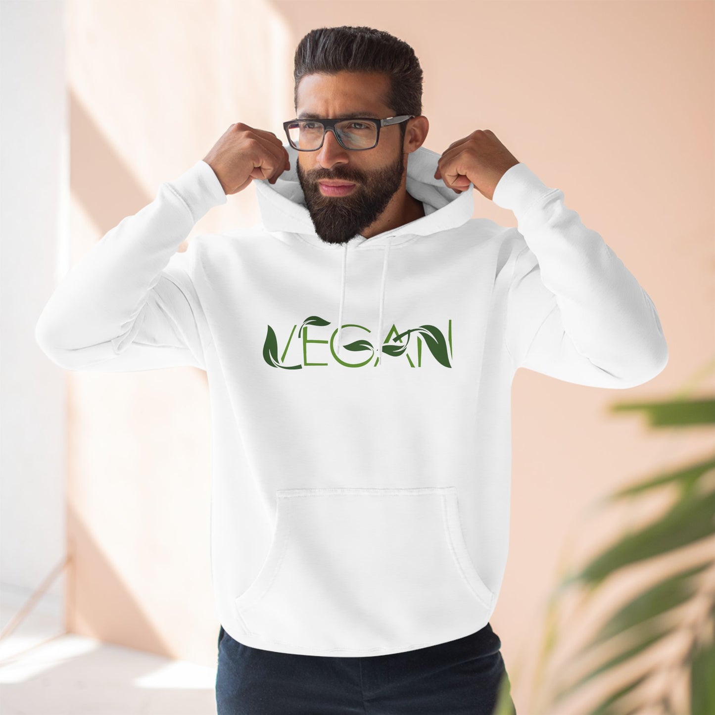 "VEGAN" Three-Panel Fleece Hoodie